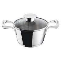 photo cucina italiana casserole in 18/10 stainless steel with glass lid, diameter 16 cm 1